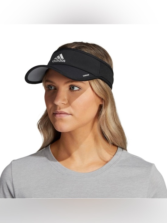 adidas Accessories - Adidas Black AEROREADY Visor - Reflective Logo - Adjustable OSFA